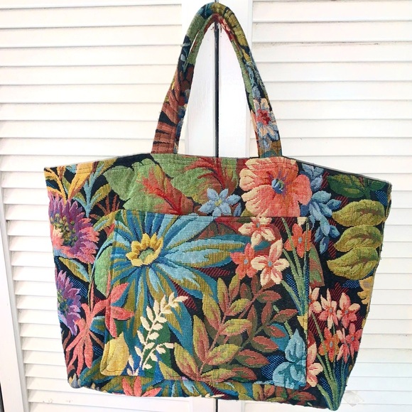 Bettz DesignTapestry Tote Bag Large 18” X 12” floral - Picture 1 of 8